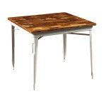 Stolik industrialny z blatem drewnianym Cook biały 90