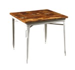 Stolik industrialny z blatem drewnianym Cook biały 70