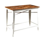 Stolik barowy z blatem drewnianym Cook biały 120