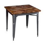 Stolik industrialny z blatem drewnianym Cook szary 70