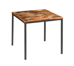Stolik industrialny z blatem drewnianym Square szary 80