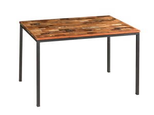 Stolik industrialny z blatem drewnianym Square szary 120
