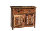 Komoda z drewna z recyklingu Lumber 2 szuflady 2 drzwi