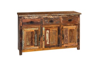 Komoda z drewna z recyklingu Lumber 3 szuflady 3 drzwi