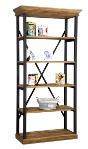 Biblioteczka loftowa drewno fir i żelazo Industrial